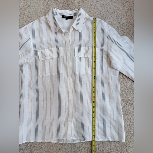 Lafayette 148 New York Cloud Multi Stripe Women Button Down Shirt Top Sz S Linen - Picture 7 of 8